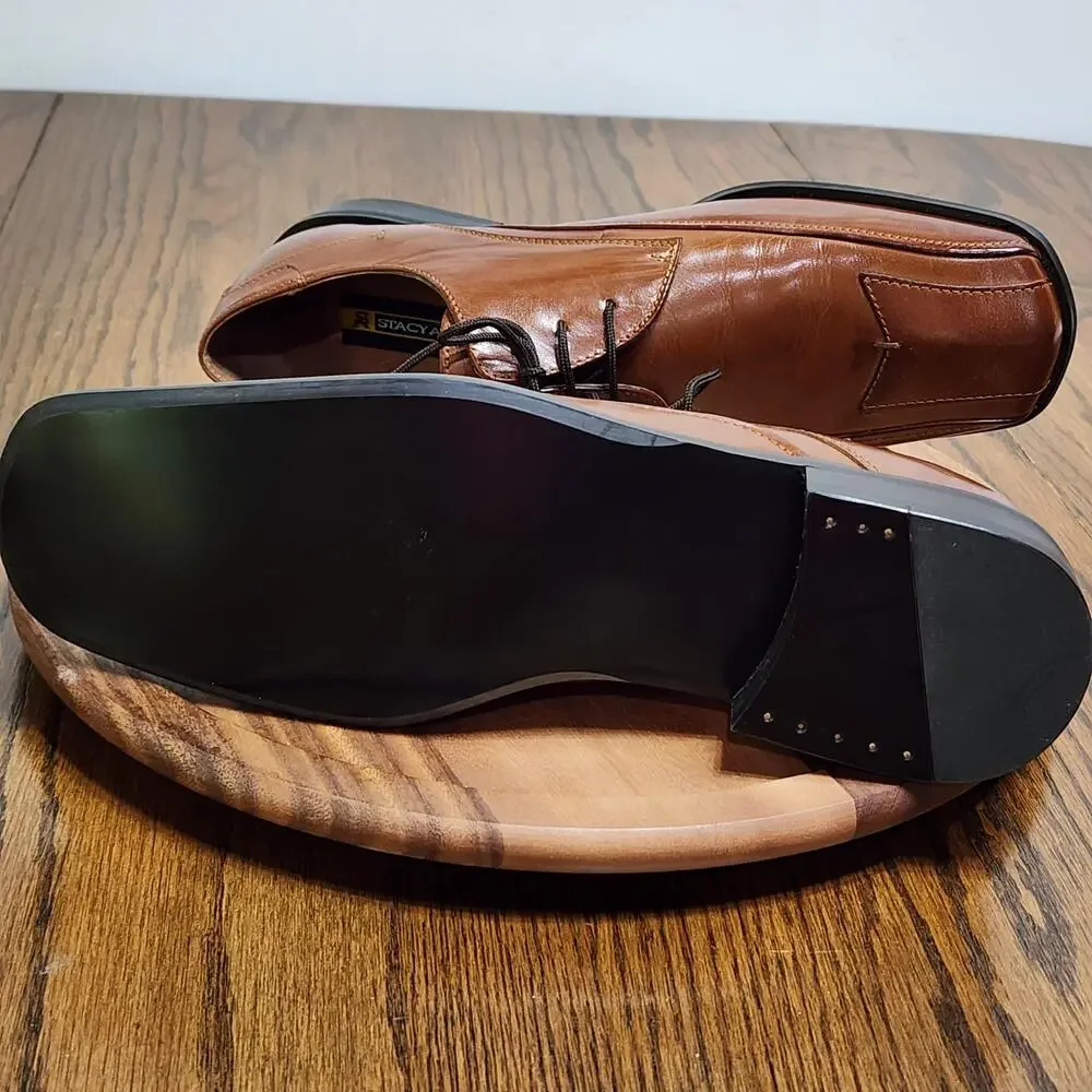 Stacy Adams Shoes Mens Size 10 Brown Leather Derby Dress Square Toe 23292-03